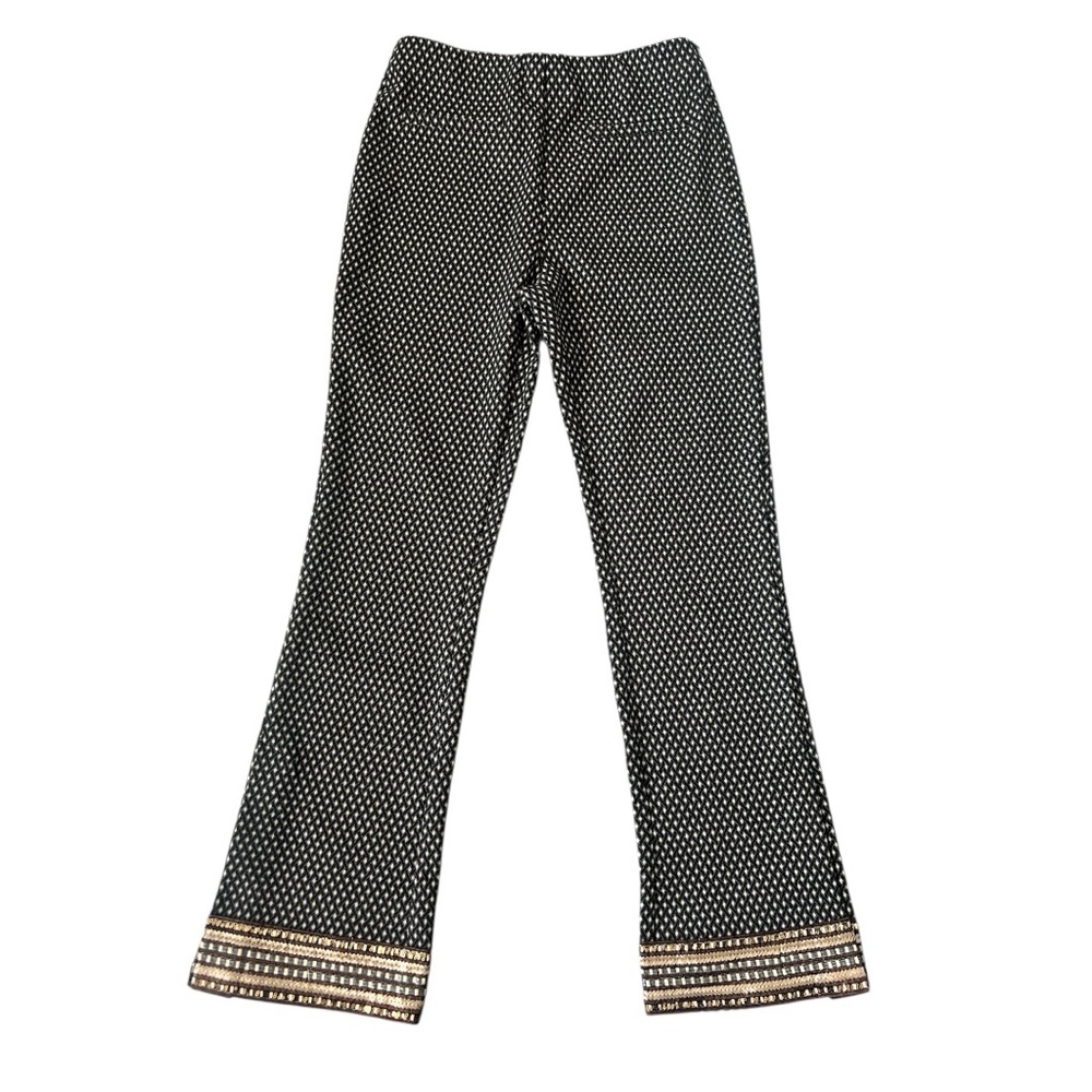 Nekane Raptus Black Ponte Knit Pants Geometric Print Split Cuff Side Zip Large